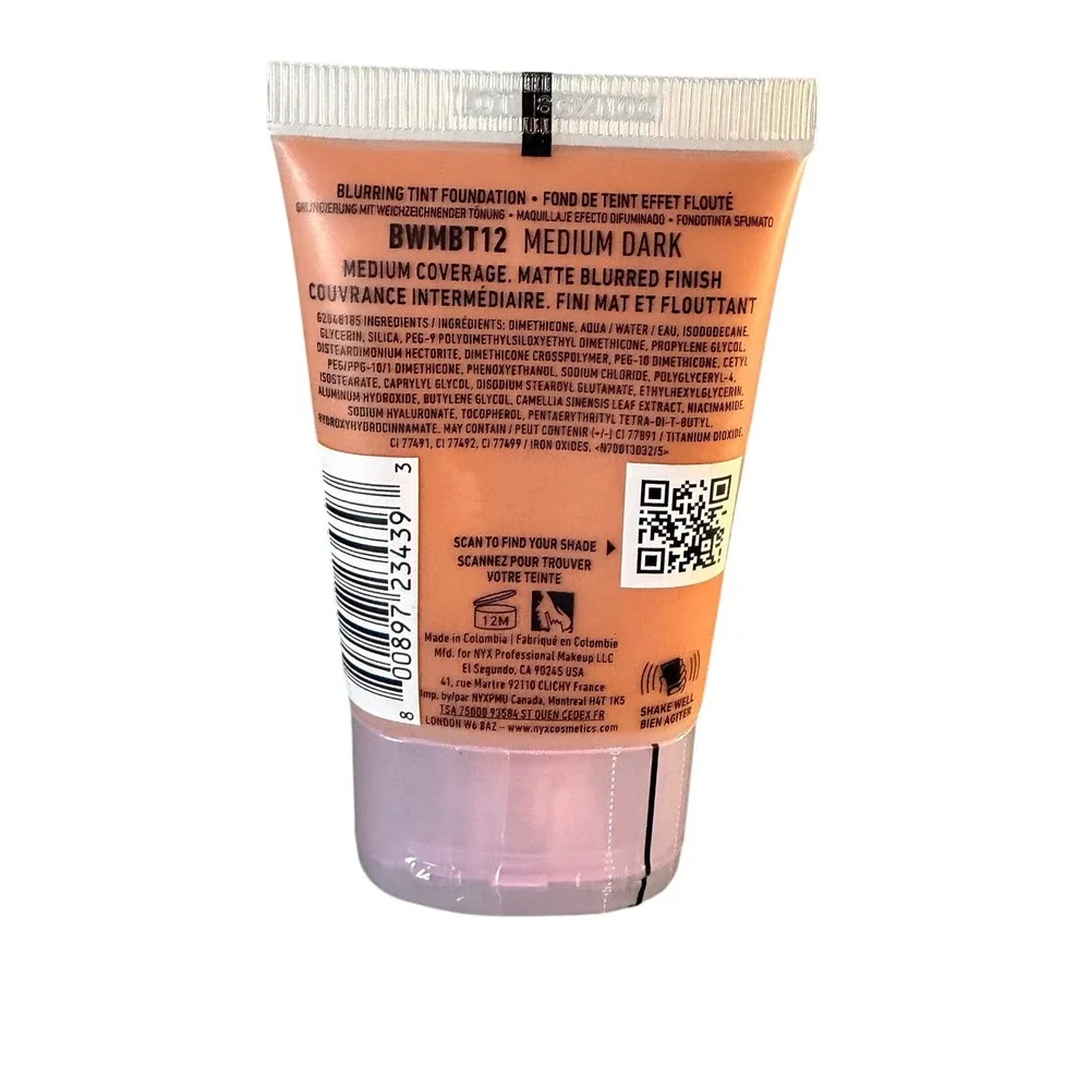 NYX Bare With Me Blur Blurring‎ Tint Foundation 12 Medium Dark 1oz Matte Finish